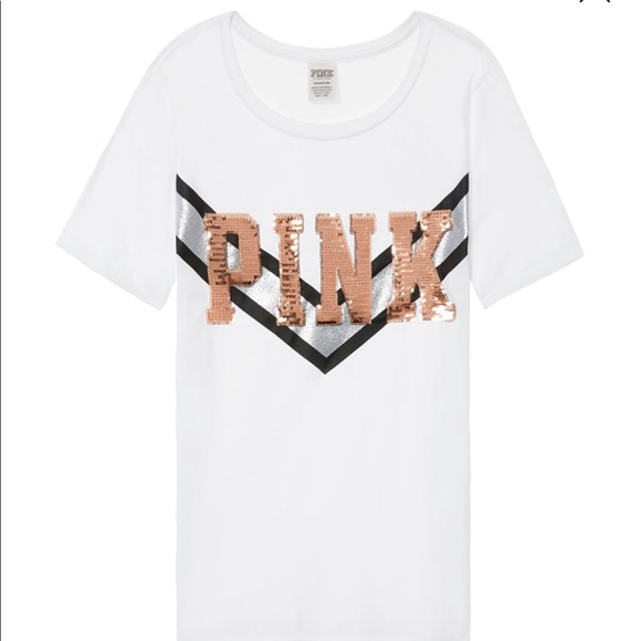 PINK Victoria's Secret Tops - 💎VS PINK White T-Shirt w/Gold Bling T-Shirt
💎